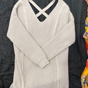 ✨ Heather Gray Off-the-Shoulder V-Neck Sweater / Sweater Dress ✨